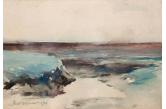 Marian Mokwa, 1889 Malary - 1987 Sopot, Pejzaż morski - 1921 r. akwarela, papier, 22 × 32 cm w świetle passe-partout sygn. i dat. l. d.: Mokwa – 1921  (SDA - 6/2020 r.) w. 3.000 / s. 6.500 PLN