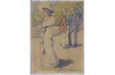 Kajetan Stefanowicz, Tytuł: W PARKU, 1910 Nr:26667 Technika:akwarela, ołówek, karton Wymiary: 46 cm x 33 cm (Agra-Art - 12/2019 r) w. 3.000 / s. 12.000 PLN