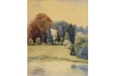 Kajetan STEFANOWICZ (1876-1920), Lwów - Park Kilińskiego, 1918, akwarela, papier; 39 x 31 cm (w świetle passe-partout); na odwrocie nalepka kolekcjonerska zbioru Lucjana Bastgena z autorem, tytułem, datą nabycia:  Kajetan Stefanowicz / 1876+1920 / dar / autor / 1918 / Widok stawku / parku Kilniskiego (sic!) / we Lwowie  (Rempeks - 3/2018 r.) w. 476 E / nie sprzedany !